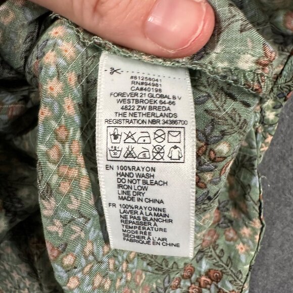 Forever 21 Womens Medium Green Floral Spaghetti Strap Light Summer Dress NWT - Picture 6 of 7